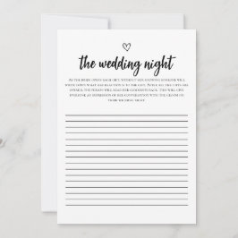 Invitación Minimalista El juego de la ducha de novias nocturn