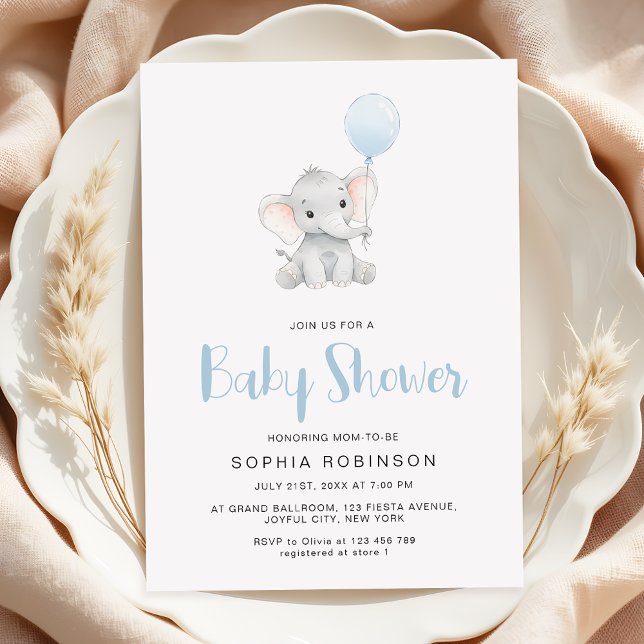 Invitación Minimalista elefante lindo Baby Shower (Subido por el creador)