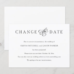 Invitación Minimalista elegante Boda Cambiar la fecha