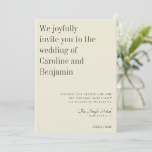 Invitación Minimalista elegante crema de oliva Boda moderno