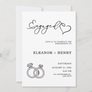 Invitación Minimalista elegante de moda negro y blanco