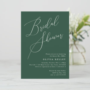 Invitación Minimalista elegante ducha de novia Verde profundo