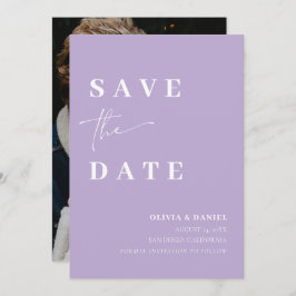 Invitación Minimalista elegante Dusty Lilac Photo Save the Da