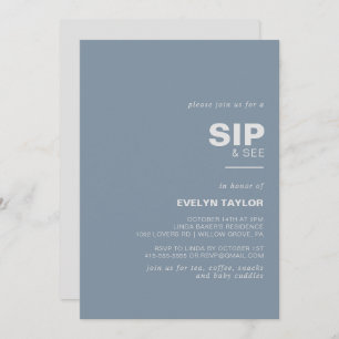 Invitación Minimalista elegante estilo formal azul Sip y ver