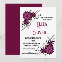 Invitación Minimalista elegante lujo moderno floral Borgoña