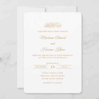Invitación Minimalista Elegante Oro Estiloso Script Boda Musu