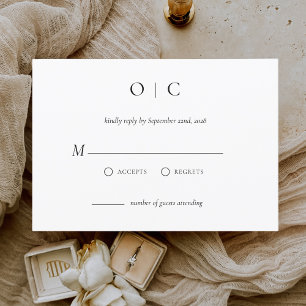 Invitación Minimalista elegante RSVP Blanco negro simple