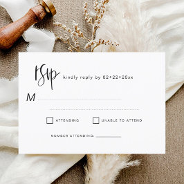 Invitación Minimalista elegante RSVP Blanco negro simple