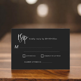 Invitación Minimalista elegante RSVP Blanco negro simple