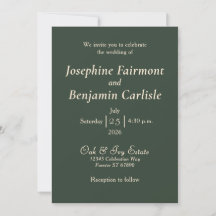 Invitación Minimalista Elegante Verde Cazador