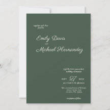 Invitación Minimalista en Verde Musgo de las Tierr