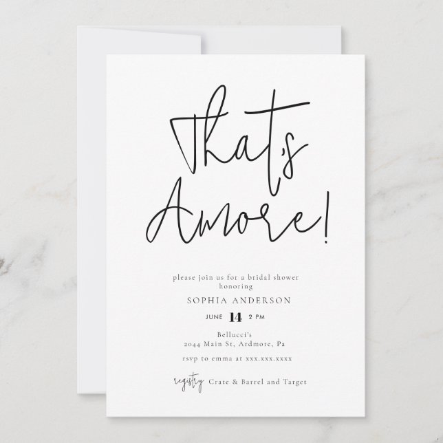 Invitación Minimalista ¡Eso es más! Bridal Shower (Anverso)