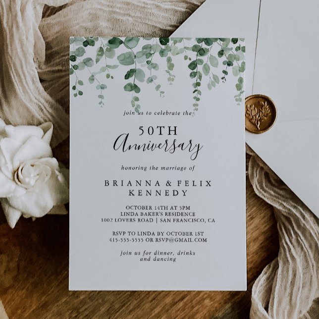Invitación Minimalista Eucalipto 50 aniversario Boda (Subido por el creador)