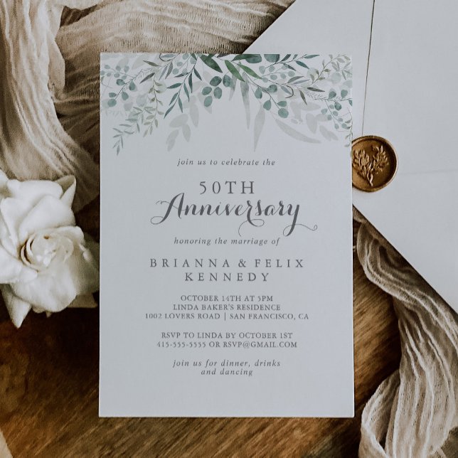 Invitación Minimalista Eucalipto 50 aniversario Boda (Subido por el creador)