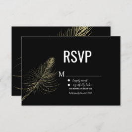 Invitación Minimalista Feather Gold Feather Bohemie RSVP