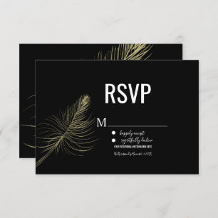 Invitación Minimalista Feather Gold Feather Bohemie RSVP