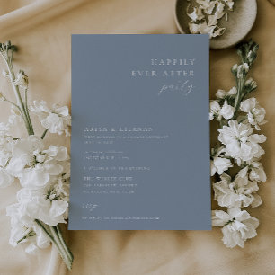 Invitación Minimalista Feliz Nunca Después Del Azul Polvo Fie