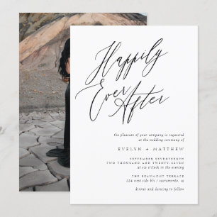 Invitación Minimalista Feliz Nunca Después Del Boda De La Fot