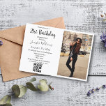 Invitación minimalista fiesta de código qr foto de 21 años<br><div class="desc">moda elegante minimalista de 21 años foto caligrafía blanca invitación de fiesta de código qr</div>