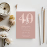 Invitación Minimalista Fiesta de cumpleaños 40 de color rosa<br><div class="desc">Esta minimalista tipografía, invitación a la fiesta de cumpleaños número 40, es perfecta para una fiesta de cumpleaños moderna. El diseño sencillo presenta texto blanco clásico sobre fondo rosa. Personalizable en cualquier color. Mantenga el diseño minimalista y elegante, tal como está, o lo personalice añadiendo sus propios gráficos y obras...</div>