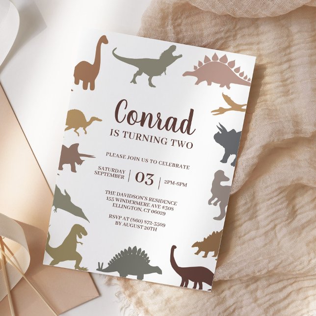 Invitación Minimalista fiesta de cumpleaños jurásica de dinos (Subido por el creador)