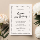 Invitación Minimalista fiesta de cumpleaños número 60<br><div class="desc">Diseñada para coordinar con nuestra Colección de Bordes de Vieiras, esta minimalista invitación a la fiesta de cumpleaños número 60 presenta un diseño clásico con un toque único: el borde de vieiras es uno de los más bonitos, y seguramente le dará un toque retro a esta invitación moderna. Si desea...</div>