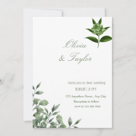 Invitación Minimalista floral verde eucalipto 