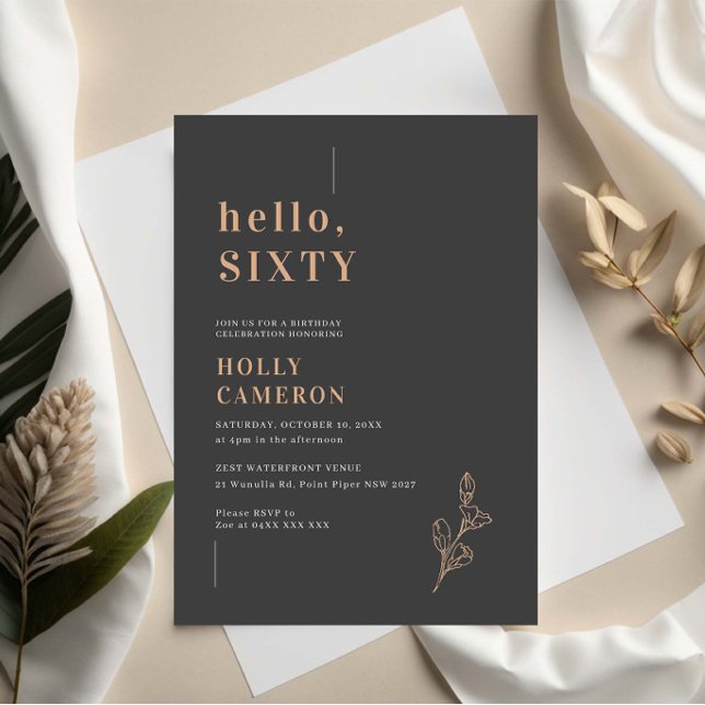 Invitación Minimalista follaje moderno de danty 60 cumpleaños (Subido por el creador)