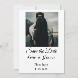 Invitación Minimalista foto blanco negro clásico elegante gua