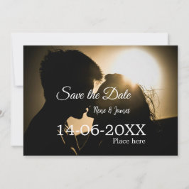 Invitación Minimalista foto blanco negro clásico elegante gua