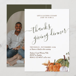 Invitación Minimalista foto verde gracias a la cena