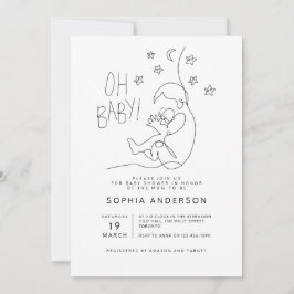 Invitación Minimalista guión moderno Baby Shower negro