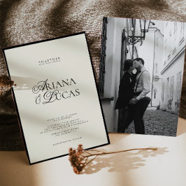 Invitación Minimalista guión moderno Boda blanco y negro