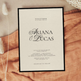 Invitación Minimalista guión moderno Boda blanco y negro