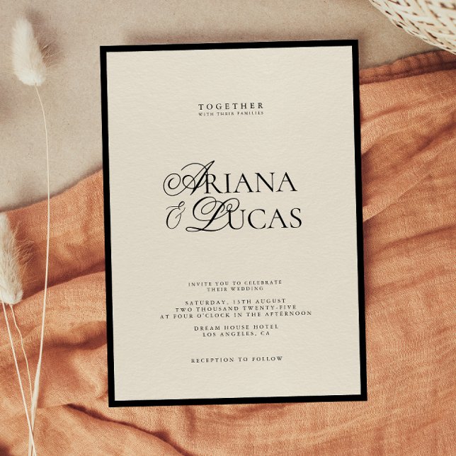 Invitación Minimalista guión moderno Boda blanco y negro (Subido por el creador)