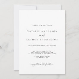 Invitación Minimalista guión moderno Boda blanco y negro