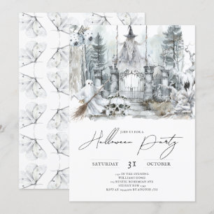 Invitación Minimalista Halloween Haunted Forrest