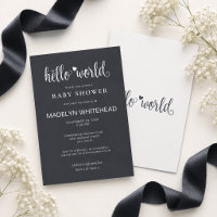 Minimalista Hello World Baby Shower Suave Negro