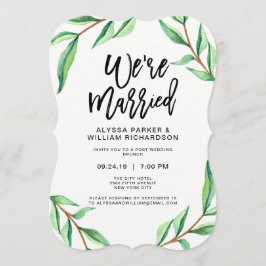 Invitación Minimalista Hojas Verdes en Blanco | Estamos Casad