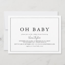 Invitación Minimalista horizontal Oh Baby Baby Shower
