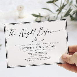 Invitación Minimalista "La Noche Antes" Rehe en Blanco y Negr