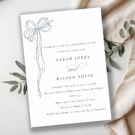 Invitación Minimalista Lazo Coquette Azul Oscuro de Compromis
