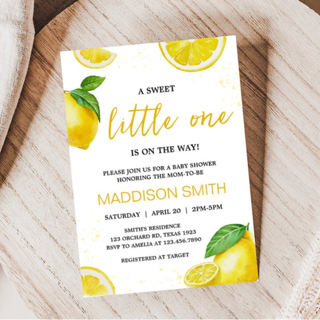 Invitación Minimalista Lemonade Baby Shower (Gender Neutral Summer Citrus Baby Shower Invitation)
