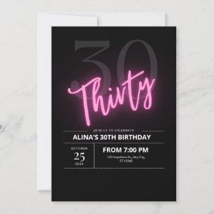Invitación Minimalista Let's Celebrate 30º Neon