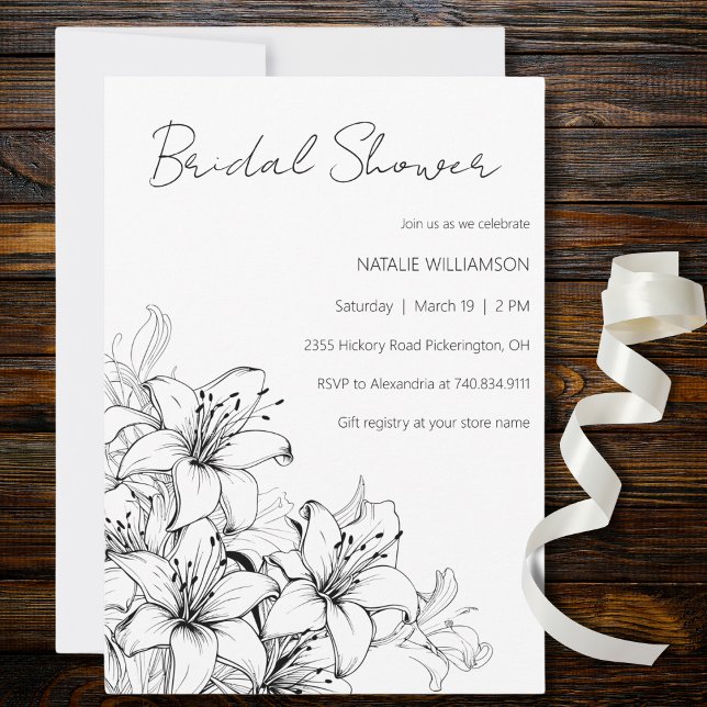 Invitación Minimalista Lilies Bridal Shower (Subido por el creador)