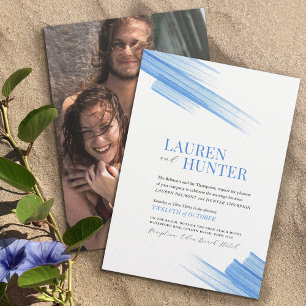 Invitación Minimalista líneas de trazos de tinta azul