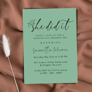 Invitación Minimalista Lo hizo   Moderna fiesta de graduación