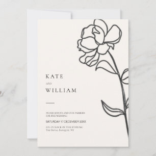 Invitación Minimalista mano elegante dibujada con Boda de mar