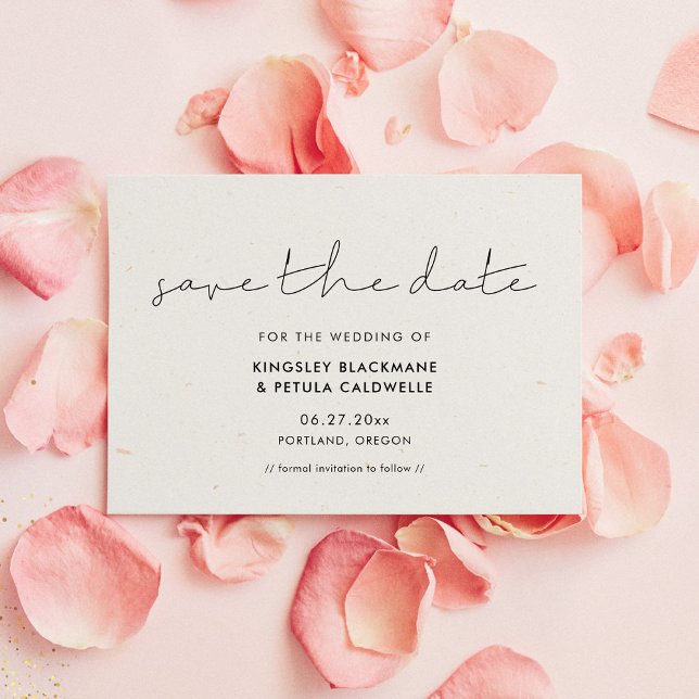 Invitación minimalista manuscrita para guardar la  (Handwritten minimalist save the date invitation)