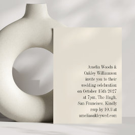 Invitación Minimalista marfil crudo negro elegante Boda moder